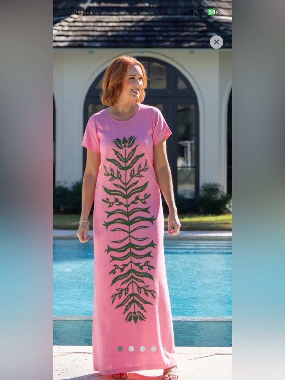 NWT Pink Maxi Dress with Green Botanical Print